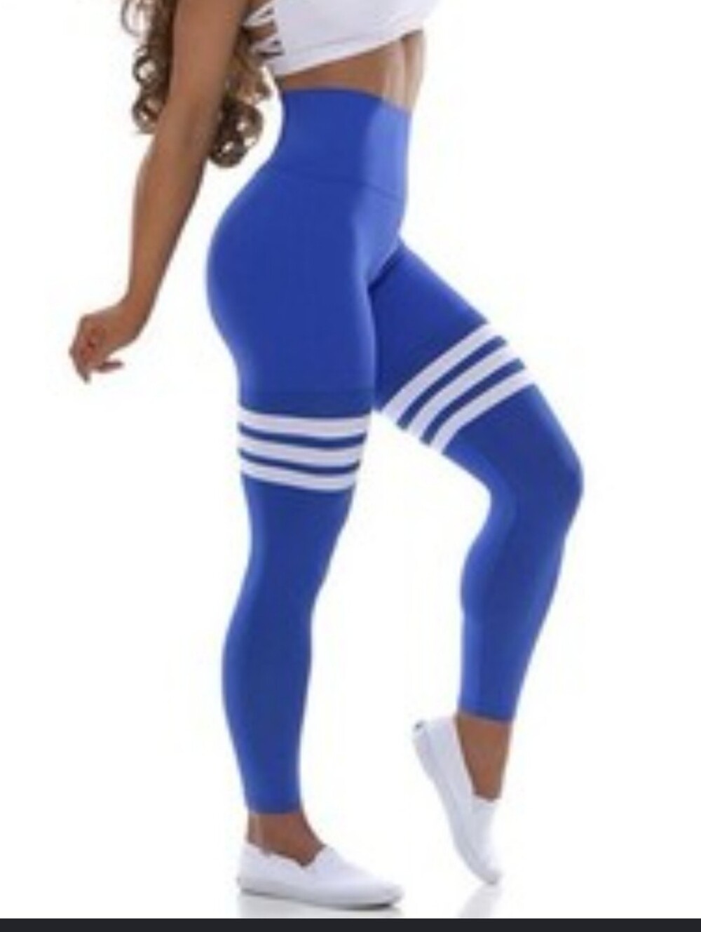 Bombshell Sportswear Leggings Blue Perform Thigh Highs Size XL